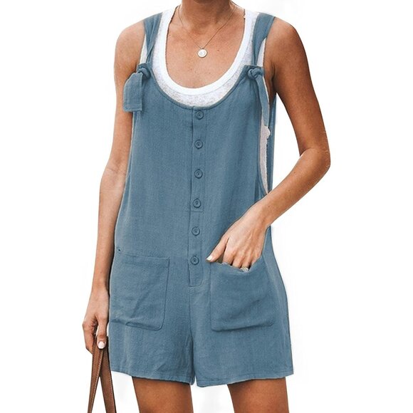 Women's Rompers Overalls Jumpsuit Shorts - Blue